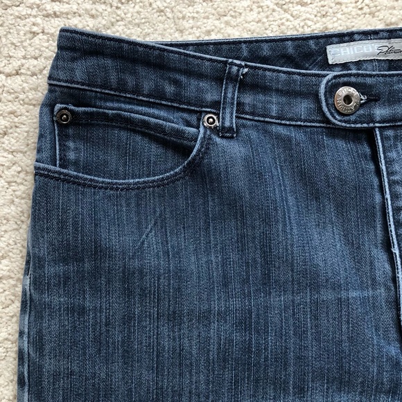 Dark wash ankle jeans with cute zippered back pockets by Chico’s Platinum - Picture 3 of 11